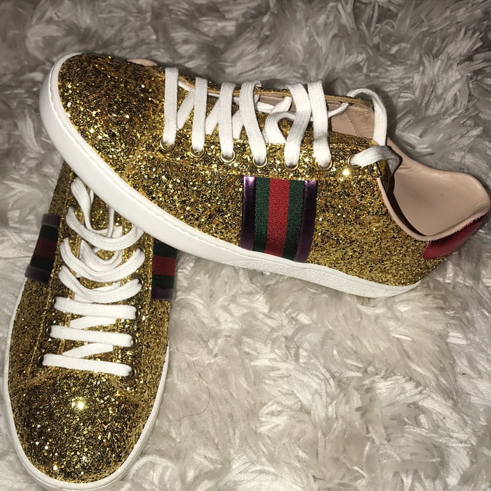 Gucci gold glitter sneakers
